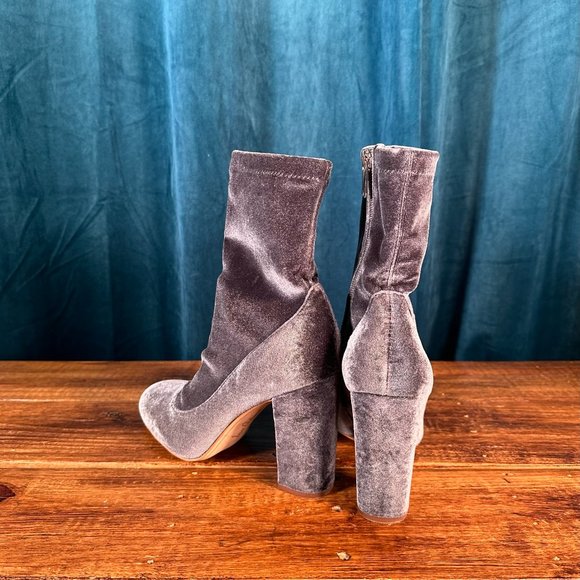 Sam Edelman Calexa Velvet Mid Calf Sock Heeled Bootie Gray - Picture 8 of 11